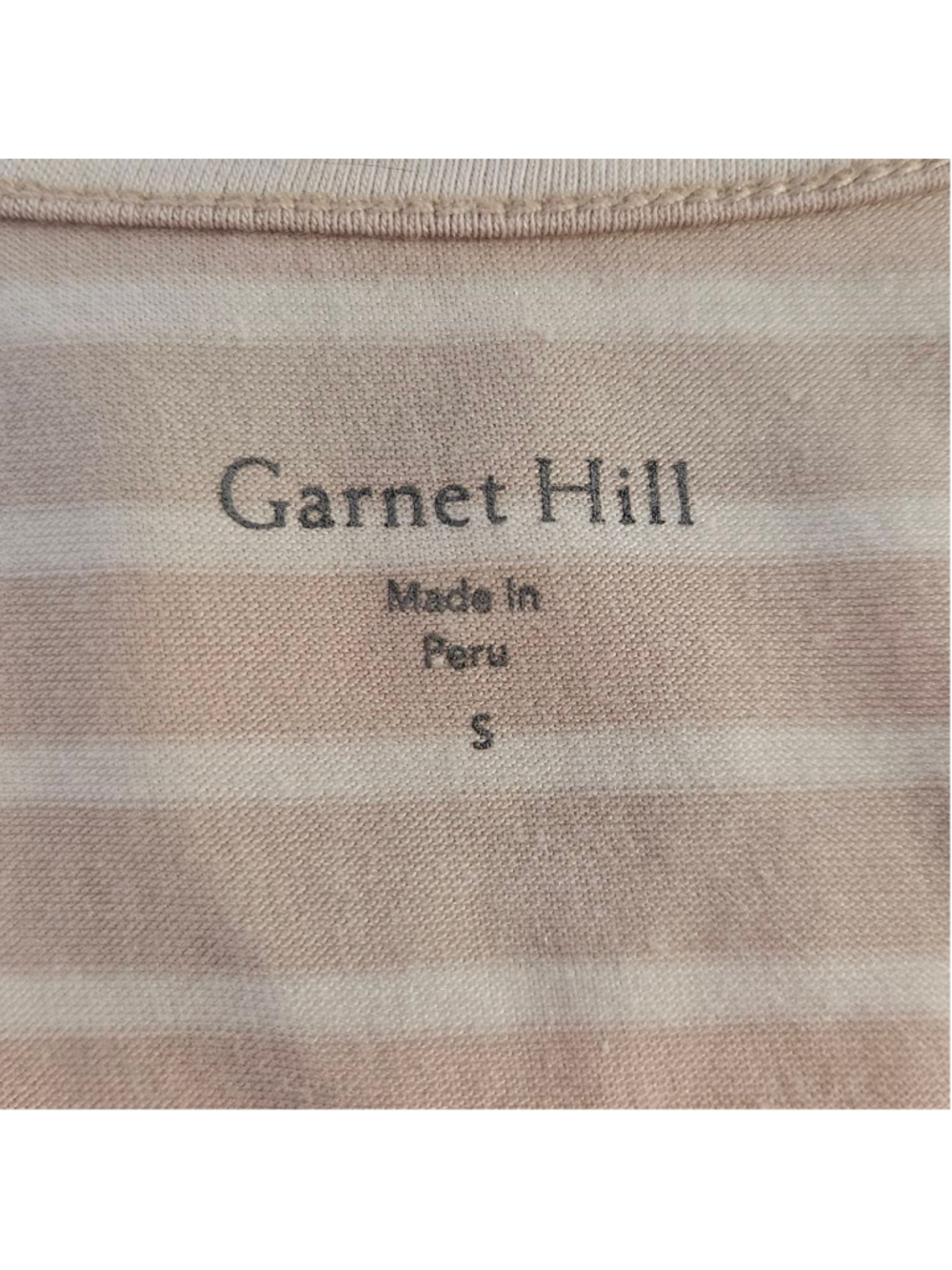 Garnet Hill Banded Surplice Knit Tank Top S Tan White Striped Wrap Blouson - Picture 6 of 10